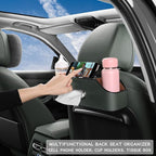 Car Seat Back Organizer - Stylish & Functional Storage for Family Adventures - Cup Holders, Tissue Box & Hooks - Perfect for Kids, Road Trips & Travel (Emeralds)