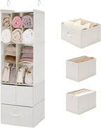 GRANNY SAYS Hanging Closet Organizer with Drawers, 6 Shelf Dividers Closet Hanging Organizer, Portable Foldable Hanging Shelv
