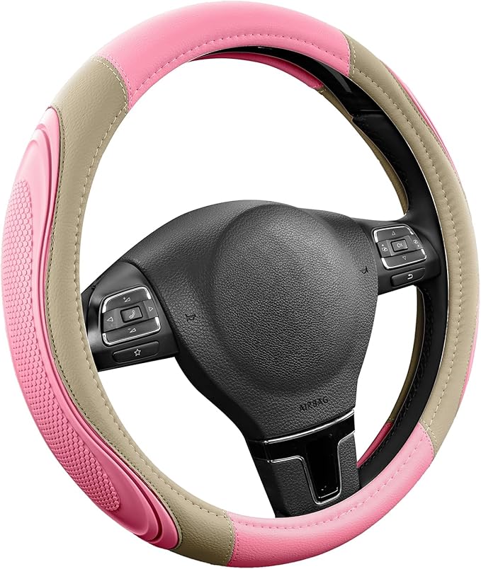 Road Comforts Car Steering Wheel Cover - Microfiber Leather Steering Wheel Wrap Sports 14.5-15 Inch Steering Wheel Cover Non-