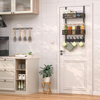 LUCYCAZ Adjustable Over The Door Hooks Organizer, Over The Door Towel Rack with 10 Coat Hooks & 2 Mesh Basket, Multi-Purpose 