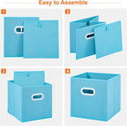 Stero Fabric Storage Bins 6 Pack Fun Colored Durable Storage Cubes with Plastic Handles Foldable Cube Baskets for Home, Kids 