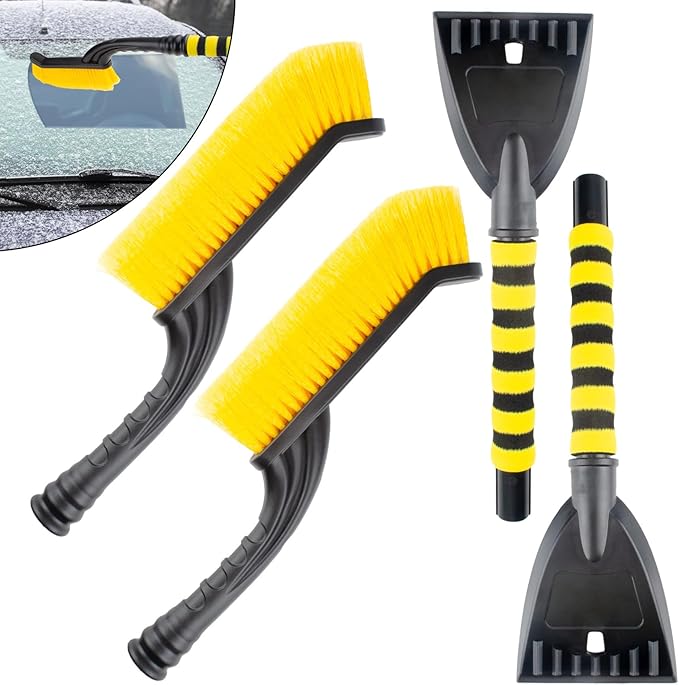 2 PCS 25.5" Car Snow Brush and Detachable Ice Scraper, Snow Shovel for Car Window, with Foam Grip and 45° angle Brush Head, Snow Shovel for Car Window, Winter Accessories for Cars, Trucks, SUVs