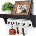 Rebee Vision Key Holder Wall Mount with Shelf - Decorative 2-Color Key Rack with 5 Rustic Key Hooks and Primitive Wood Mail O