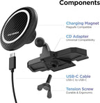 Galvanox Wireless Charging Car CD Slot Phone Holder - Magnetic Mount Charger with Secure CD-Player Attachment - Compatible with MagSafe