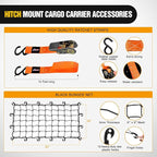 Nilight 64" x 39" x 6" Universal Roof Rack Cargo Basket Heavy-Duty 250LBS Capacity Rooftop Carrier Luggage Holder & Soft Waterproof|Cargo Bag|Net|Ratchet Straps for SUV Truck Vehicle