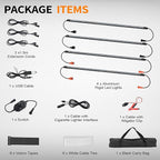 12V LED Interior Light Bar Kit Dimmable IP67 Waterproof Camping String Lights, 2 Bars White & 2 Bars Amber Aluminum Magnetic Mount Exterior Lights for RV, Camping Tent,Car