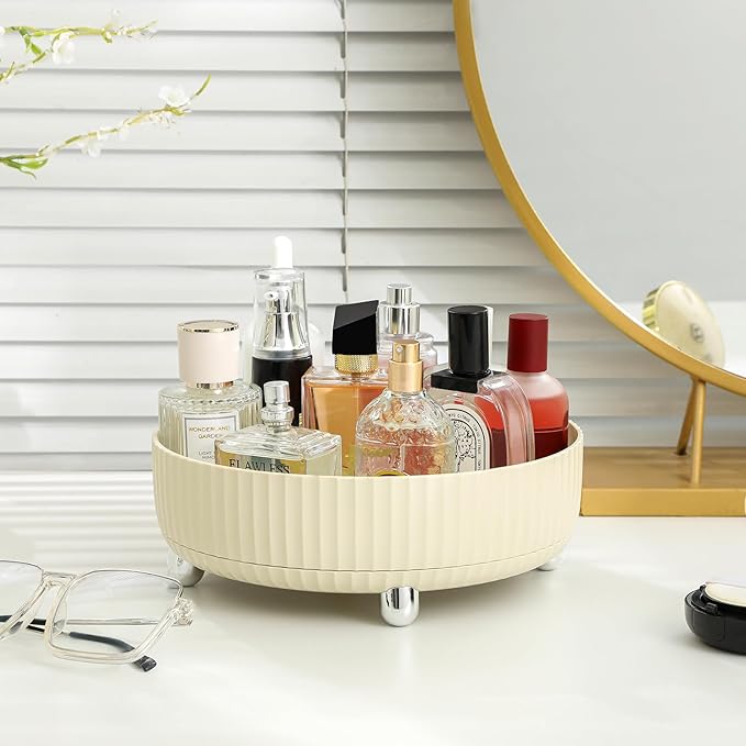 Anyoifax Makeup Perfume Organizer Tray 360 Degree Rotating Lazy Susan Skincare Lotion Organizer Spinning Cosmetics Storage fo
