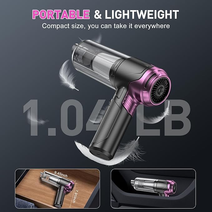 KMM Handheld Car Vacuum Cleaner, 10000PA Vacuum Cleaner & Air Duster, 120W High Power Vacuum Portable Cordless, Hand Held Vac