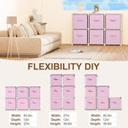 6 Cube Storage Organizer with Shelf Back to School Boxes 11 Inch Toy Storage Bins Closet Organizers Drawers Fabric Dresser fo