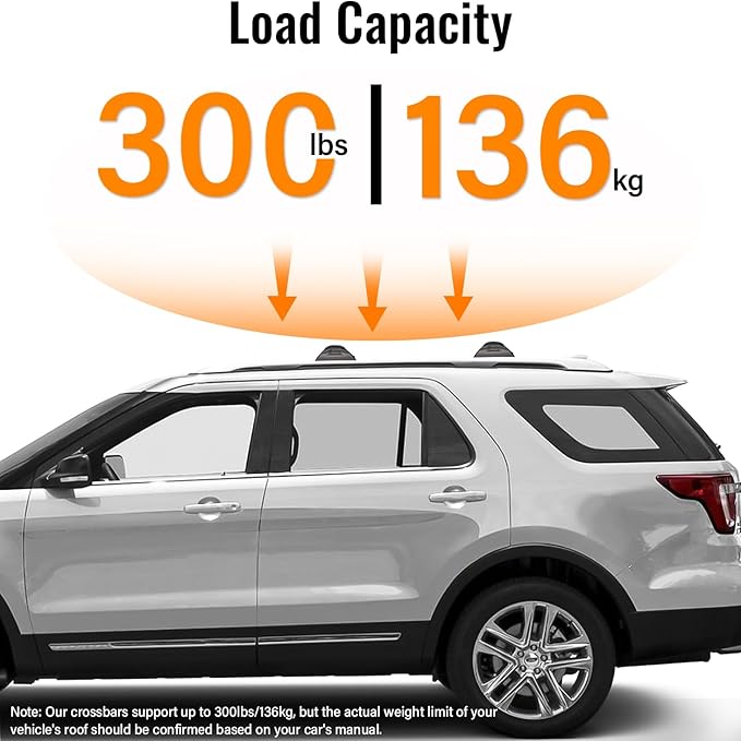 Roof Rack Cross Bars 300lbs Compatible with Ford Explorer 2016 2017 2018 2019 Limited/XLT/Sport/Platinum Heavy Duty Aluminum Lockable Roof Rails Crossbars Rooftop Cargo Carrier Luggage