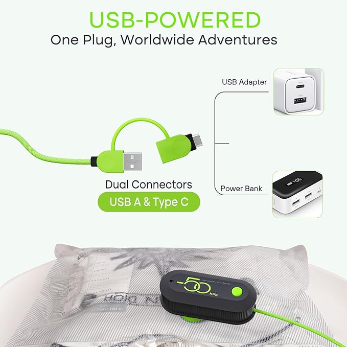 Vacbird Vacuum Bags for Travel with USB Electric Pump, 15 Pack Carry-on Size Compression Packing for Luggage and Suitcase, Sp