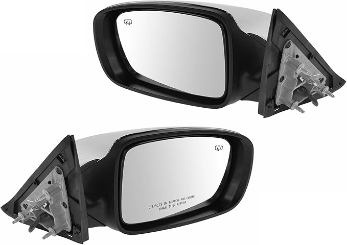 TRQ 2 Piece Driver and Passenger Side Mirror Assembly Set Electric Adjustment Heated No Memory Chrome Compatible with 2011-20