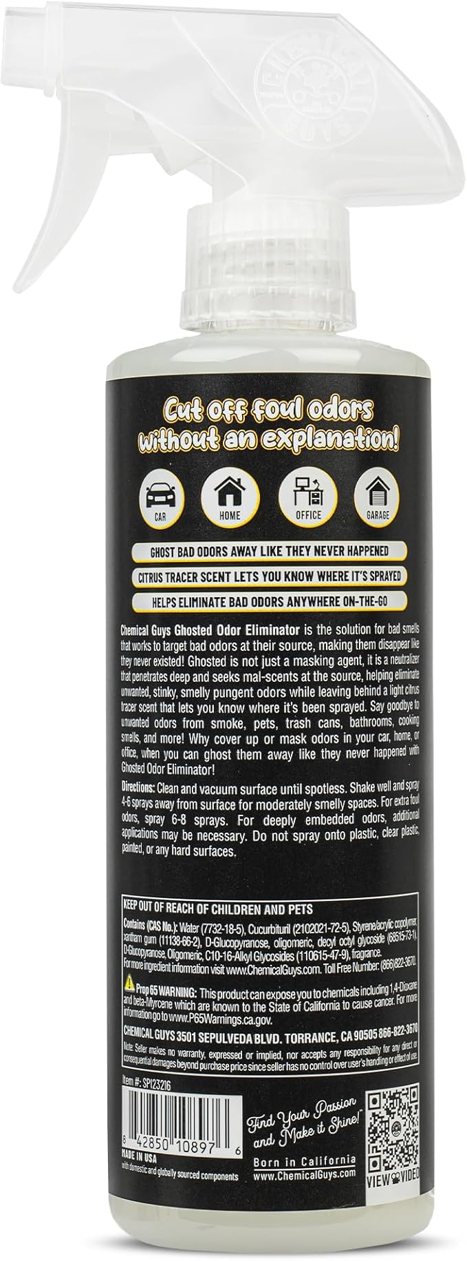 Chemical Guys SPI23216 Ghosted Complete Interior Vehicle Odor Eliminator, Great for Cars, Trucks, SUVs, RVs, Home, Office & M