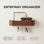 Wall Mount Key Holder with 5 Hidden Hooks Modern Key Hanger Rack Wood Entryway Hook Mail Organizer Tray Shelf Home Decor for 