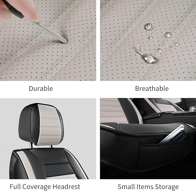 Car Seat Covers Front Pair, Breathable Nappa Leather Seat Covers for Cars, Universal Auto Interiors Car Seat Cushions for Mos