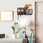 Yalikop Mail and Key Organizer for Wall with Shelf, Wall Mounted Mail Holder with Hooks, Entryway Organizer for Letters, Keys