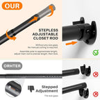 Closet Rod for Hanging Clothes, 17 to 52 Inch Adjustable Closet Hanging Rod, Heavy Duty Clothes Hanging Rod Bar Black Metal C