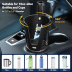 KDD Car Cup Holder Expander - 3 in 1 Cup Holder Adapter with Adjustable Base - Detachable Phone Holder & 360° Rotation Food T