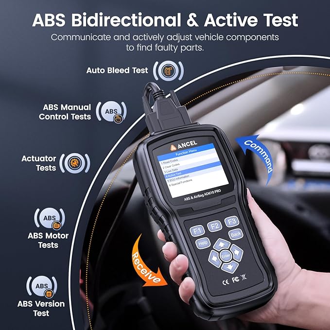 ANCEL AD610 Pro ABS SRS OBD2 Scanner, ABS Bleeding, SAS Calibration, ABS, Airbag, EPB, Oil Reset, Full OBD2 Functions, AutoVIN