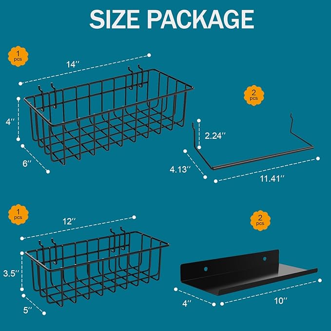 Peg Board Accessories Kit,Pegboard Hooks Assortment with Bins,Cups,Wire Baskets,Paper Towel Holder Can be Used for Pegboard G