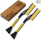 MIKKUPPA 27'' Snow Brush and Ice Scrapers for Car Windshield - Detachable Windshield Scraper, Snow Removal Tool with Ergonomic Foam Grip for Cars, Trucks, SUVs (Yellow, 2 Pack)