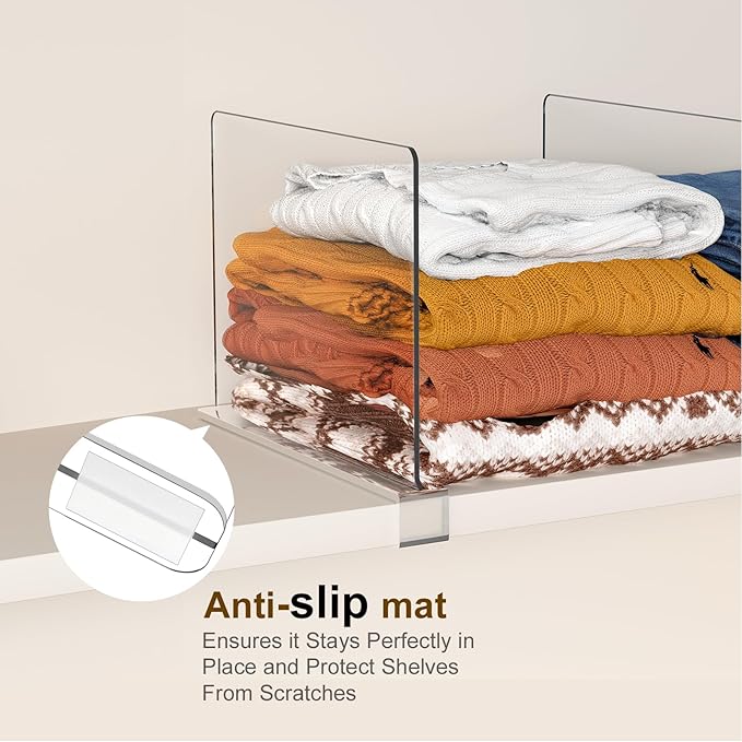 Purse Organizer for Closet Shelf Dividers: 11-inch Tall (Higher Version) Adjustable Clear Acrylic Bag Storage Organizer for H