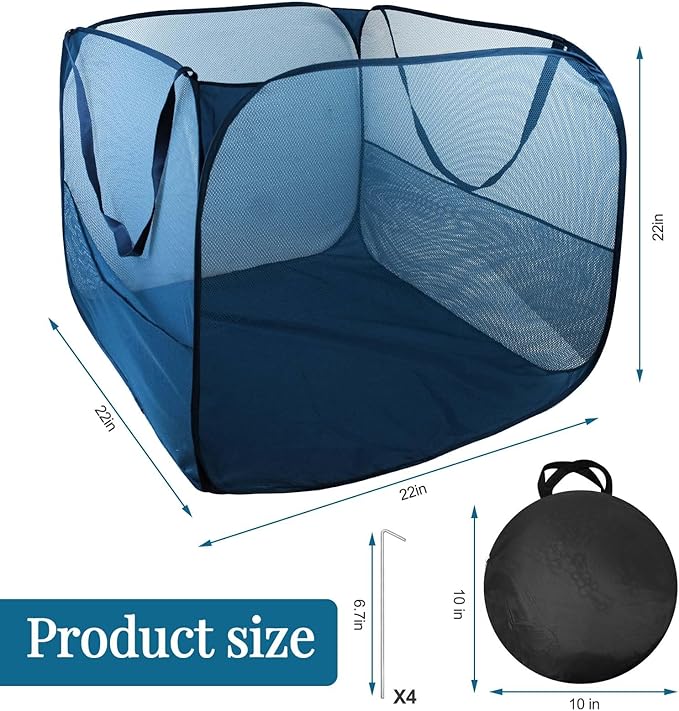 Pop up Pool Toy Storage Bin,22"X22"X22"Pool Float Organizer Bag with 2 Side Pockets Mesh Swimming Pool Toys Organizer with 4 