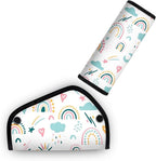 Kid'S Seat Belt Cover Pad, Neck & Abdomen Cushion For Children- Soft And Breathable Straps Cover Support For Booster Seat, Strollers, And High Chairs | Hypoallergenic Travel Accessory, Rainbow