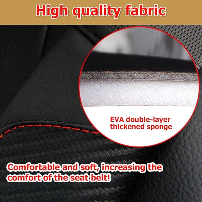 2 Pack Seat Belt Shoulder Pads for Honda Civic 2016-2021, Carbon Fiber Texture Strap Cover Breathable Interior Protection Cushion Accessories Kit,Black
