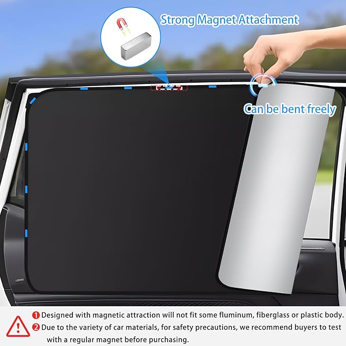 Zatooto Car Window Sun Shade - Blackout Shade for Side Windows, Protects Privacy, Reflects Sunlight, Reversible, Universal Fit, Silver