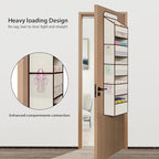 Univivi 1 Pack Over The Door Organizer, Non-Tilting Over The Door Organizer Hanging Door Storage With 5 Large Compartments 6 