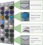 Unjumbly Baseball Hat Rack, 27 Pocket Over-The-Door Hat Organizer with Clear Deep Pockets to Display Baseball Caps Collection