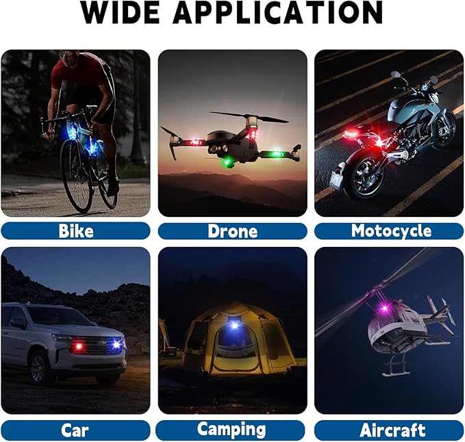 8PCS Wireless LED Strobe Lights with Remote Control,8 Colors Waterproof Anti-Collision USB Charing Led Warning Light, High Brightness Wireless LED Lights for Car Drone Truck Motorcycle Aircraft Bike