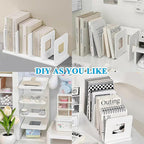 SAYEEC Desk File Sorter Vertical Desktop File Folder Organizer 4 Section Plastic Book Holder Adjustable Shelf Dividers Closet