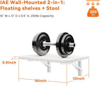Foldable Floating Wall Shelves 16 inch, Bathroom Shelves Wall Mounted,12" Deep Wood Floating Kitchen shelves,Easy to Install 