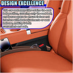 2PCS Car Seat Gap Filler Organizer, No-Drop Seat Gap Storage Box Inserts with Phone Holder, Storage Plug Stopper Fill Gap Between Seat and Console, Universal Car Accessories for SUV Truck (Brown)