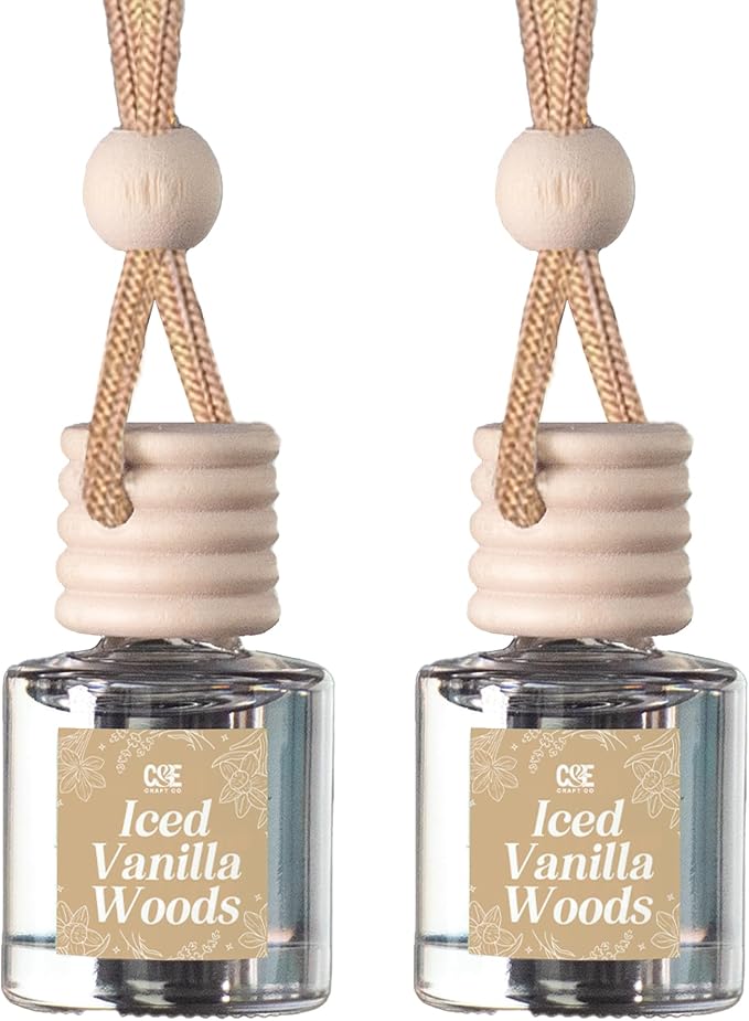 C&E Craft Co Hanging Car Air Freshener Diffuser 2 Pack, Long Lasting Fragrance Oil Car Freshener, Glass Bottle Auto Air Fresh