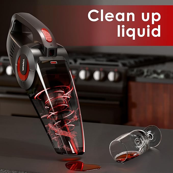 Whall Handheld Cordless Car Vacuums, Wet and Dry Use 9000Pa Strong Suction Vacuums, Rechargeable Portable Vacuum Cleaner with