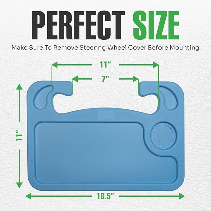 lebogner Steering Wheel Tray, Car Food Trays For Eating, Laptop, Tablet, Or Notebook, Hook On Auto Steering Wheel Desk Table, For Most Vehicles Steering Wheels, Travel Car Accessories, Light Blue