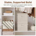 StorageWorks Fabric Storage Bins with Lids, Stackable Closet Storage Boxes with Handles, Decorative Storage Organizers, 15" x