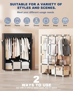Mavivegue Portable Closet, 50 Inch Wardrobe Closet, Portable Closets for Hanging Clothes with 3 Hanging Rods and 6 Storage Sh
