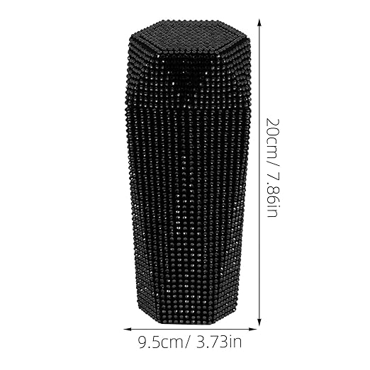 iplusmile Bling Car Trash Can with Lid, Black Rhinestone Sparkly Auto Garbage Bin for Women Girls, Mini Vehicle Waste Container Organizer for Cup Holder, Interior Decor Accessories