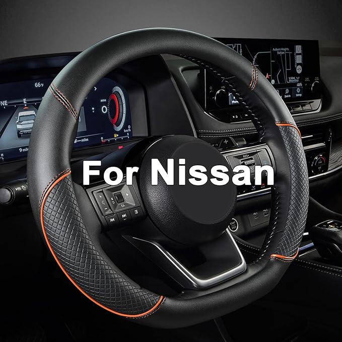GIANT PANDA D Shape Steering Wheel Cover for Nissan Rogue Kicks - Auto Car Steering Wheel Cover Customized for Nissan Altima 