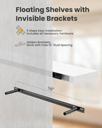 AMADA HOMEFURNISHING 23.6" L Floating Shelves, Wall Shelves Set of 3 for Bathroom/Living Room/Bedroom/Kitchen, White Floating