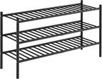 ROMGUAR CRAFT 3-Tier Bamboo Long Shoe Rack, Free Standing Wood Shoe Shelf Storage Organizer for Closet Entryway Stackable 35"