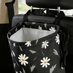 Daisy Flower Car Trash Bag - Waterproof Car Trash Bag Hanging Leakproof Car Garbage Bag - Washable Reusable Trash Bag for Car Interior Hanging Organizer Storage Vehicle Travelling Camping