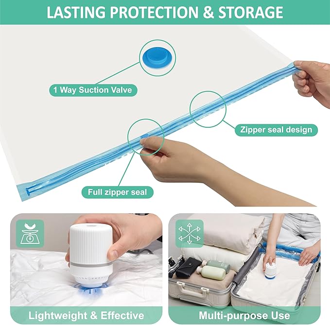Cozy Essential Vacuum Storage Bags, Space Saver Bags，Compression for Comforters and Blankets, Pillow, Bedding, Sealer Clothes