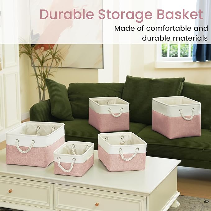 Large Storage Baskets- 15x11x10 inch Storage Bins for Shelves and Closet Organizing, Foldable Fabric Bin for Home Organizatio