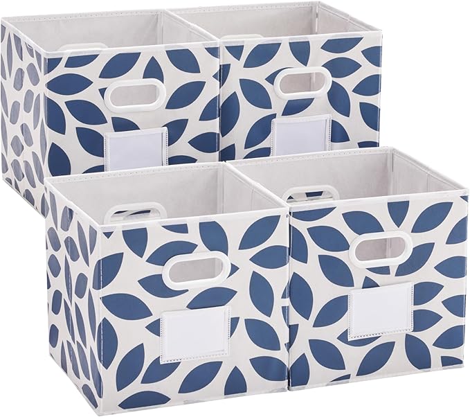 MAX Houser Fabric Storage Bins Cubes Baskets Containers with Dual Plastic Handles for Home Closet Bedroom Drawers Organizers,