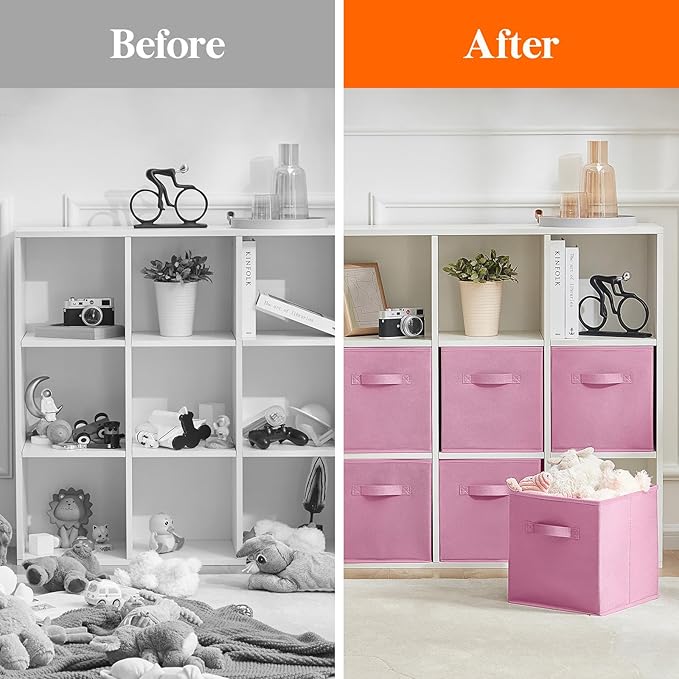 Lifewit Storage Cubes, Foldable Decorative Fabric Storage Baskets for Organizing Home Organizers with Handles for Shelves, Cl